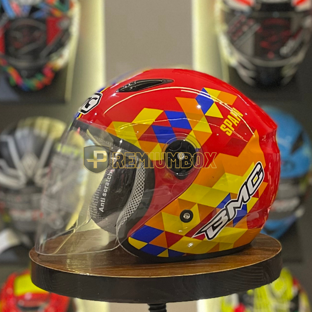 HELM BMC MILAN WORLD SOCCER SPAIN 2018 - Red Blue / HELM HALF FACE / HELM MURAH / HELM MERAH / HELM 
