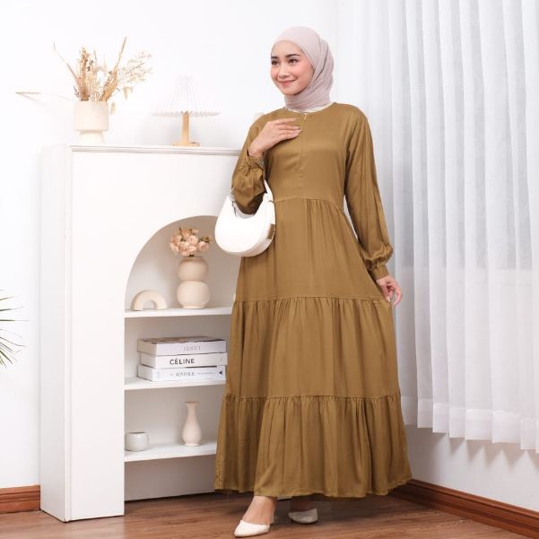 KALEAOUTFIT - RENATA DRESS UMPAK SUSUN ORIGINAL - GAMIS JUMBO MURAH BAHAN RAYON TWILL PREMIUM - BAJU REMAJA KEKINIAN - FASHION MUSLIM WANITA LIMITED EDITION - BISA COD