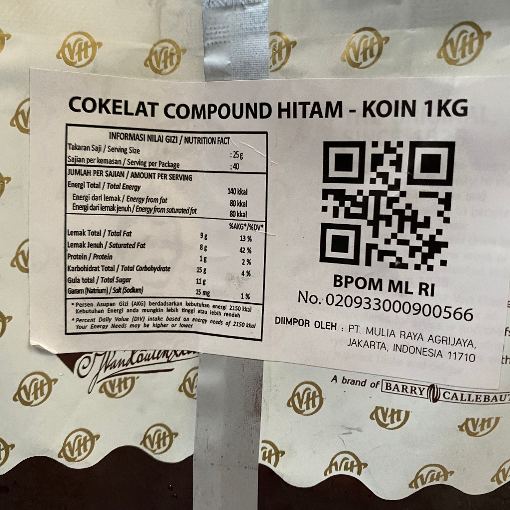 Van Houten Intense Dark Compound 200GR / Coin / Compound / Coklat / Dark