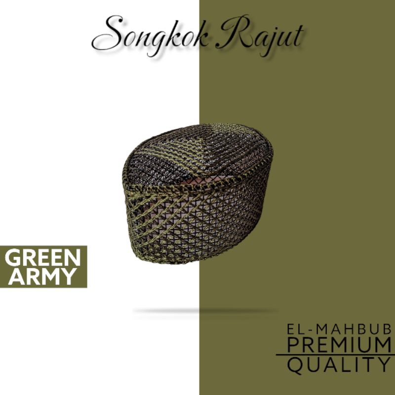Songkok Rajut // Peci Rajut // Peci Jaring ( Hijau Army) [TERMURAH] [GRATIS ONGKIR]