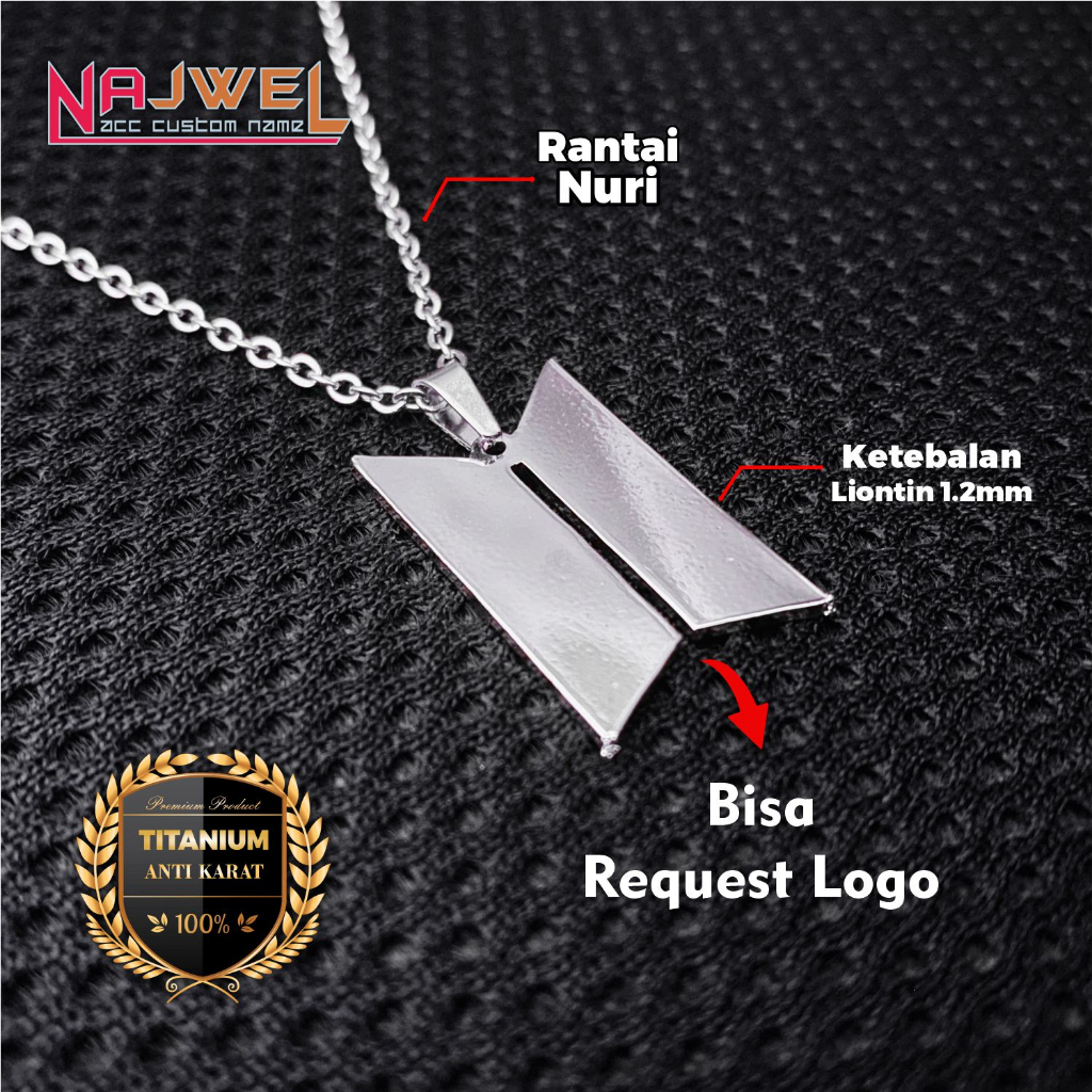 Kalung Custom Logo Titanium Steinless Steel Anti Luntur atau Menghitam Aksesoris Fashion Kekinian Anak Dewasa