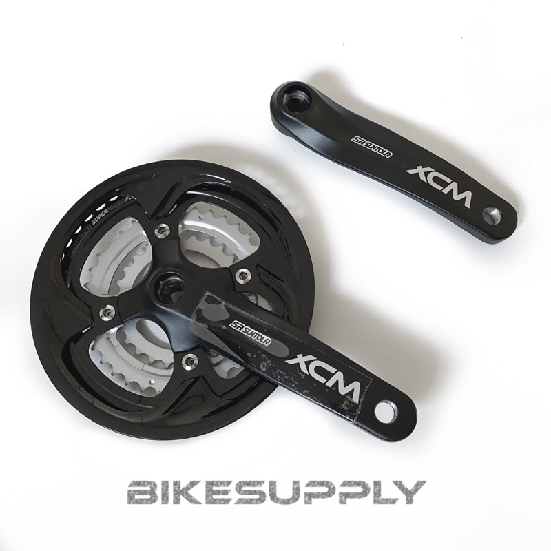 Afl - Crank Set (Crankset) Sepeda Merk SR Suntour XCM Super Power Flow With Cover Protector Triple 3