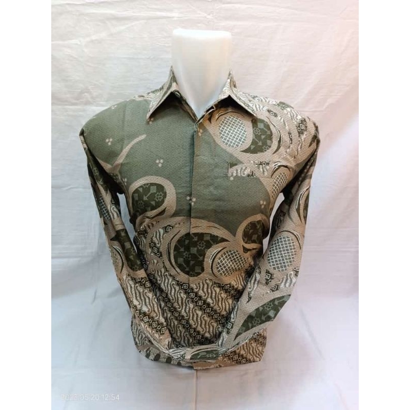 Kemeja Batik Hijau Pastel Katun Pria