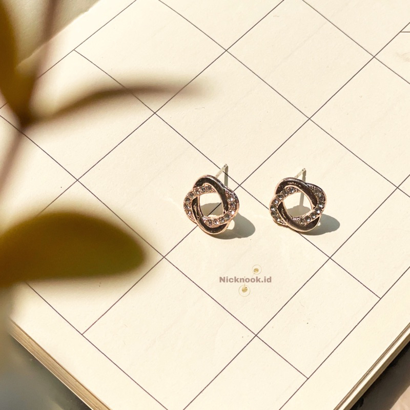 anting tusuk elegan harian korea fashion aksesoris gold permata | stud earrings AS ANESKA
