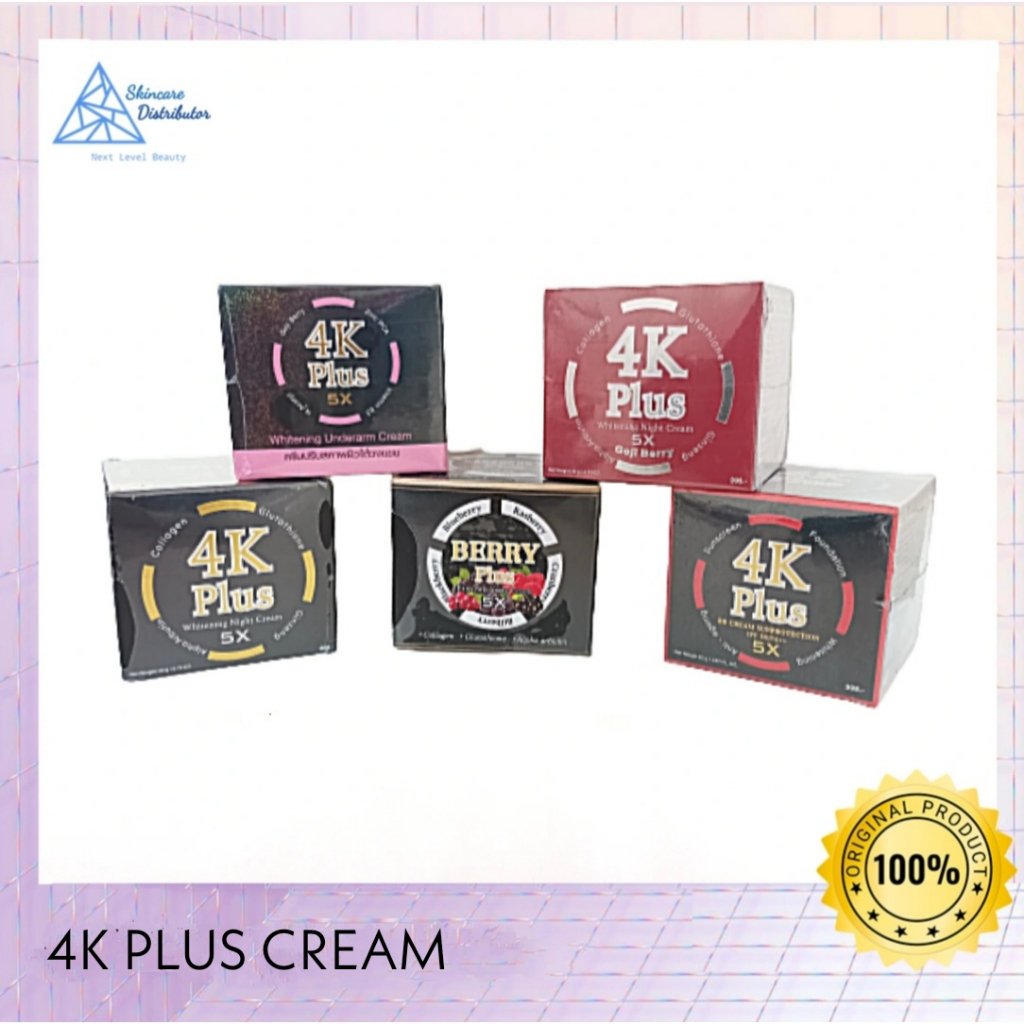 4K PLUS WHITENING NIGHT CREAM + GOJI BERRY + BB CREAM + SERUM + UNDERARM