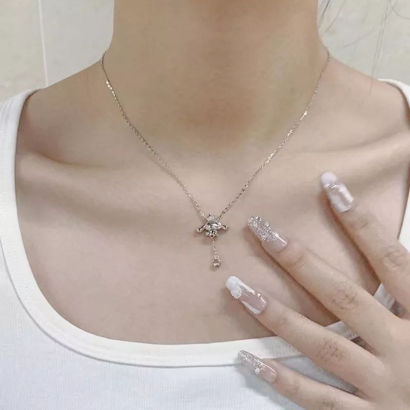 FerenHongXia Fashion Wanita Perhiasan alloy Karakter Cinnamoroll Dog Rumbai Kalung