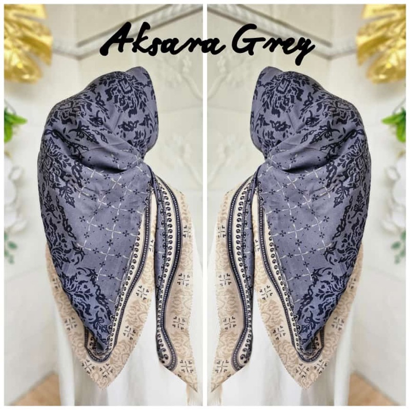 Hijab Voal Motif Premium / Voal Motif Denim Grey Premium/ Jilbab Motif Premium/ Hijab Segi 4 Motif/ 