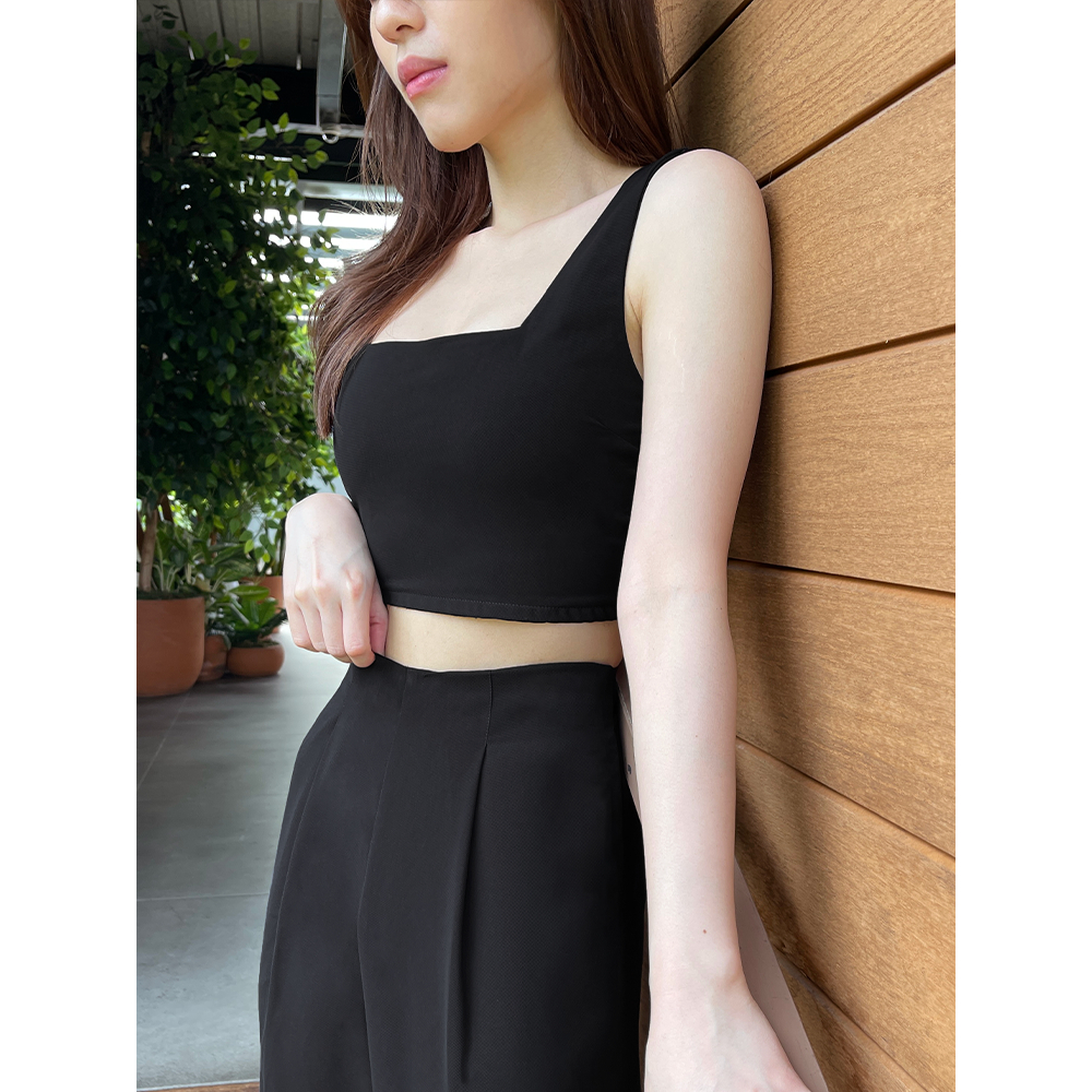 Kadaka T-0486 Crop Square Tanktop Wanita Woven Premium Smock