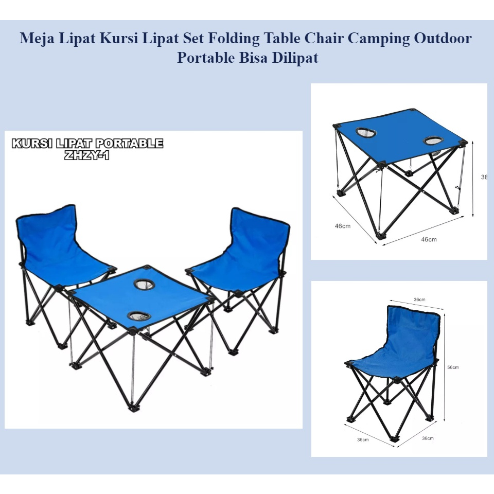 Barnik88 Kursi Lipat Portable 2 Kursi Free Meja Kursi Camping Kursi Mancing Bangku Travelling ZHZY-1 Praktis!!