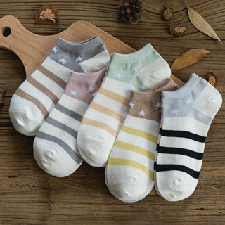 GO!KK118 Kaos Kaki Wanita Pendek Unisex Semata Kaki Ankle Motif Garis Warna Warni Socks Korean