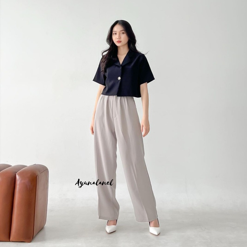 Celana Kulot Loose Pants Bahan Crinkle Model Loose Kulot Celana Wanita Dewasa