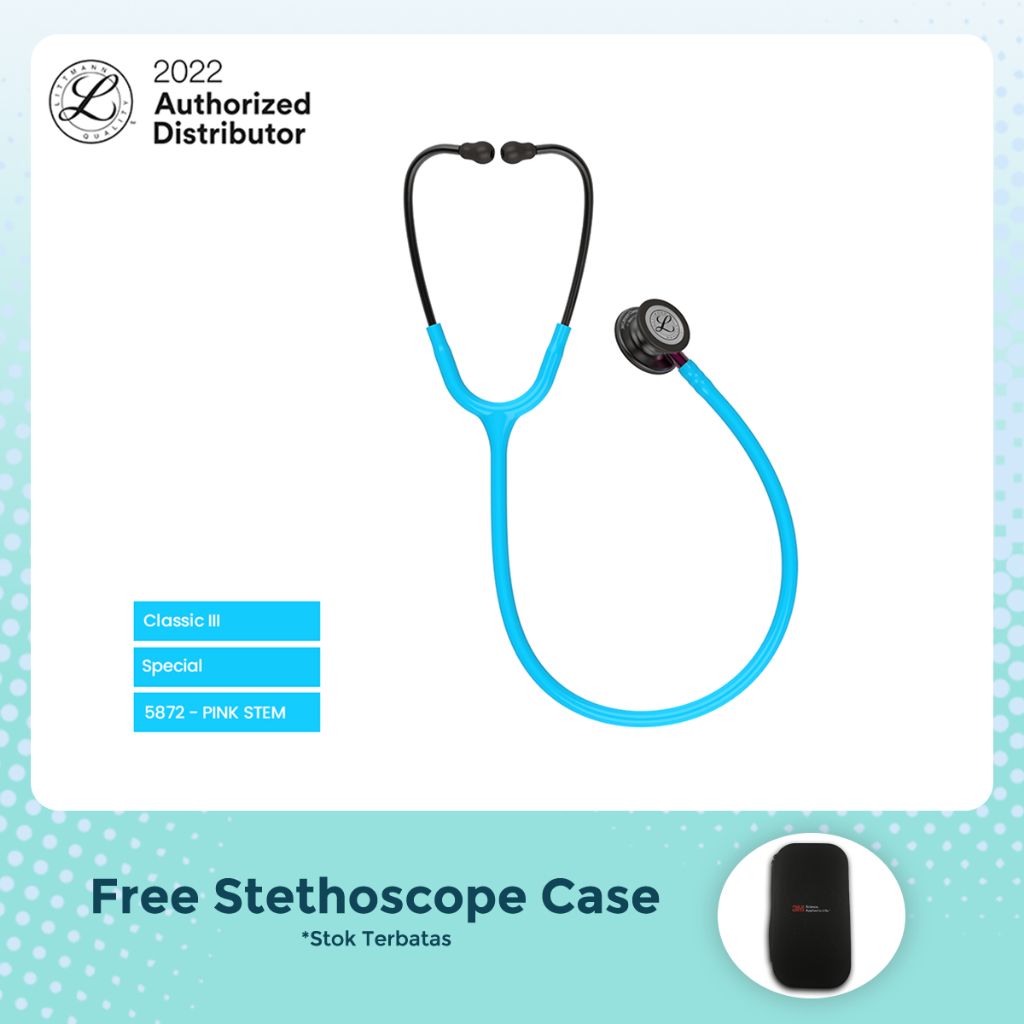 3M Littmann Classic III Stethoscope / Stetoskop Dewasa - TRQ, SMK, PINK STEM - 5872