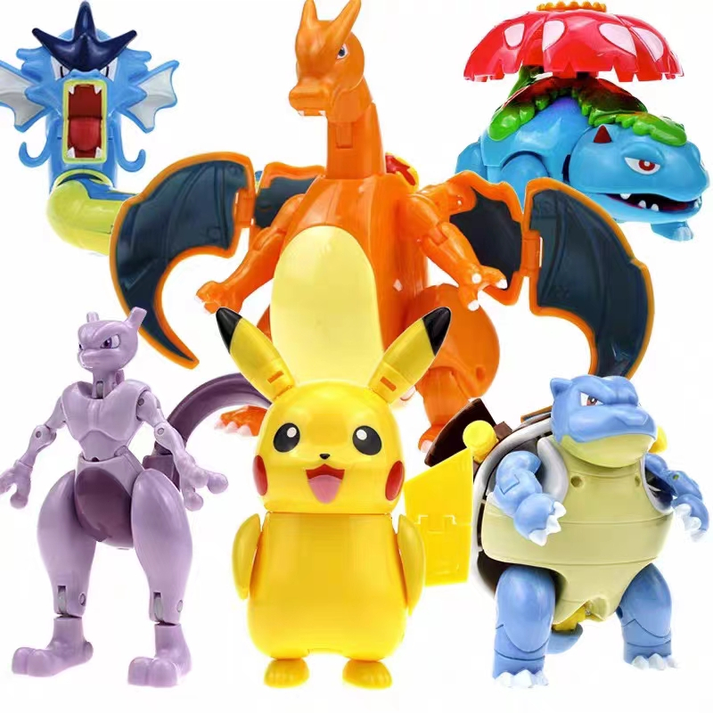 Pokeball Pokemon Pocket Monster Deformation Toy Pikachu Original New Mainan Anak Super Deformed Pikachu Mewtwo Anak Laki-laki Hadiah Ulang Tahun