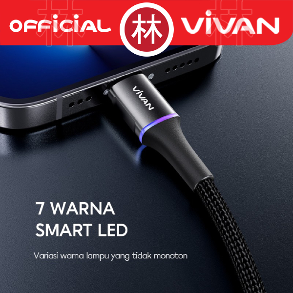 Vivan VDCC120 USB-C to USB-C LED Kabel Data Cable 60W Fast Charging