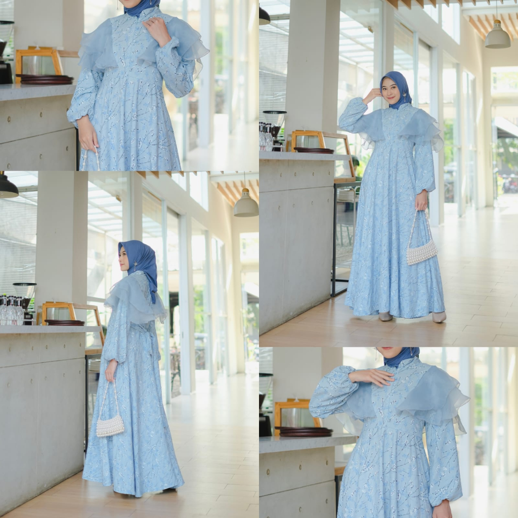 Maxy Meghan Flow bahan crinkle premium / Dress wanita muslim motif bunga / Maxy dress cantik / gamis