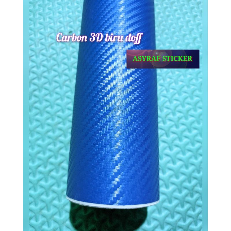 SKOTLET STIKER MOTOR CARBON 3D WARNA BIRU DOFF