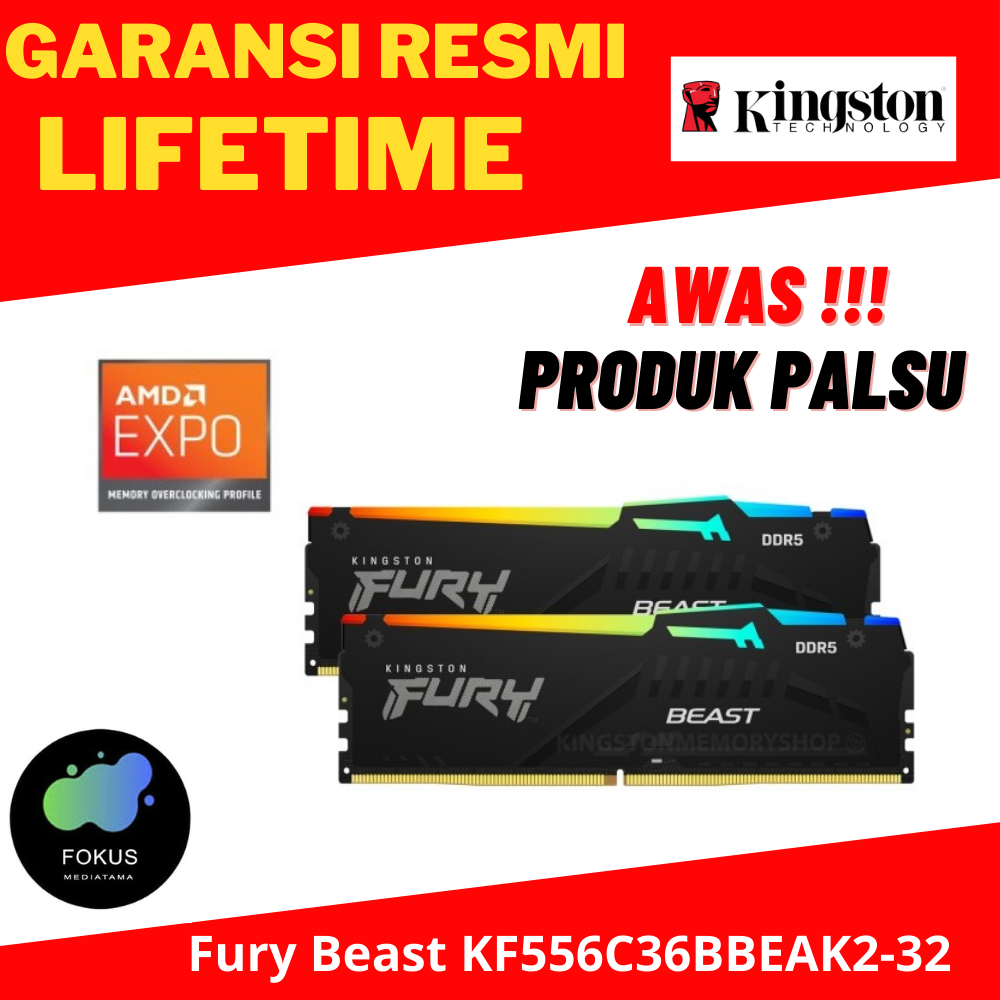 KINGSTON FURY BEAST RGB EXPO DDR5 32GB 2x16 5600MHz KF556C36BBEAK2-32