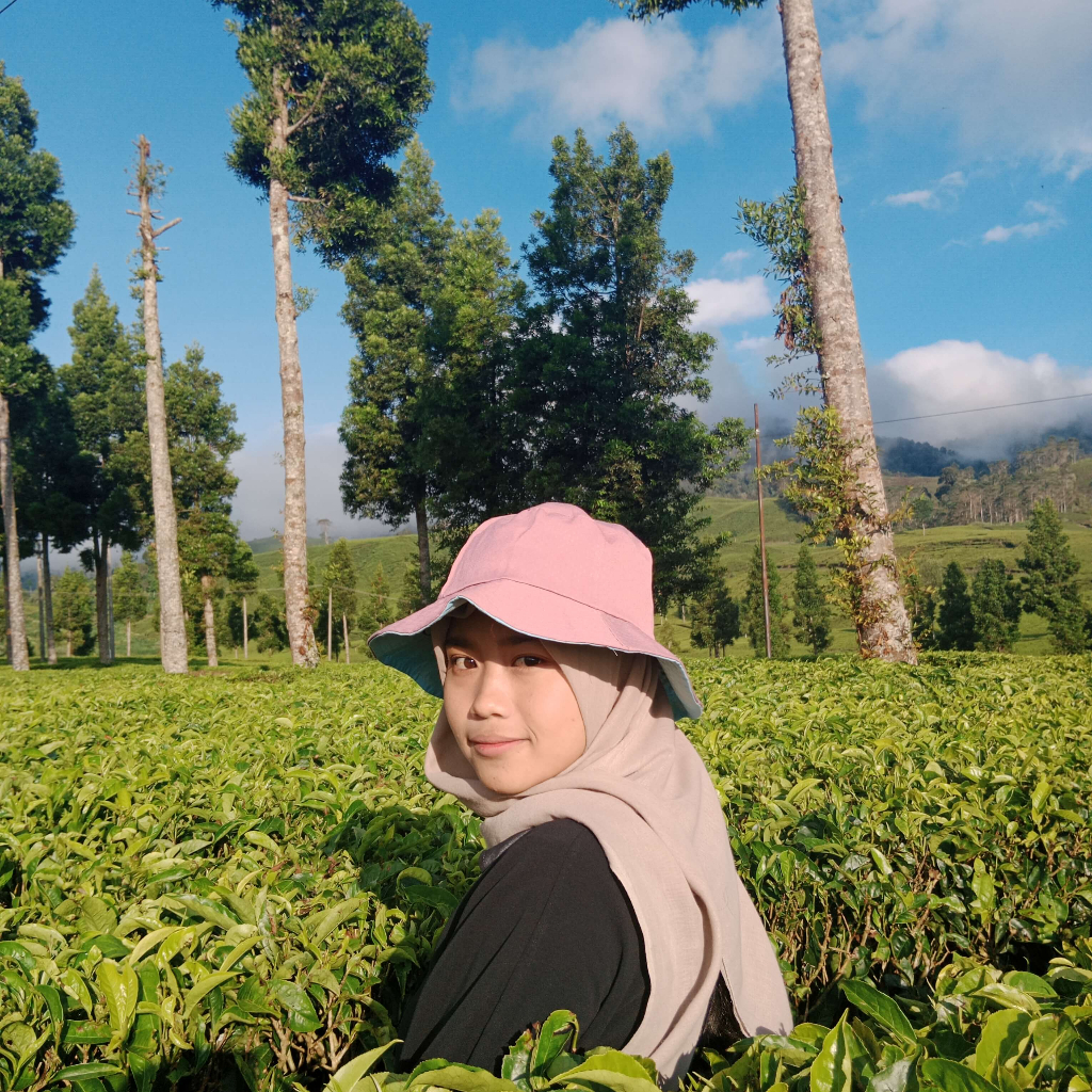 Topi Rimba Wanita Bucket Dudukuy Petani Denim Pink