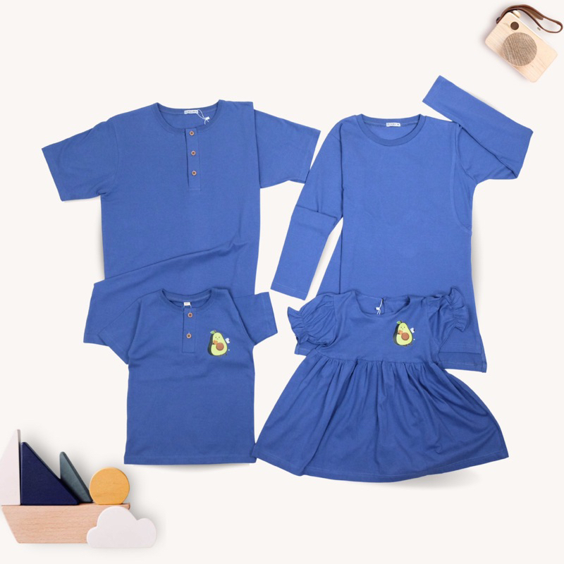 CaisKids - Baju Kakak Adik - Cika Polos Motif Buah Bahan Kaos Combed untuk bayi dan dress anak