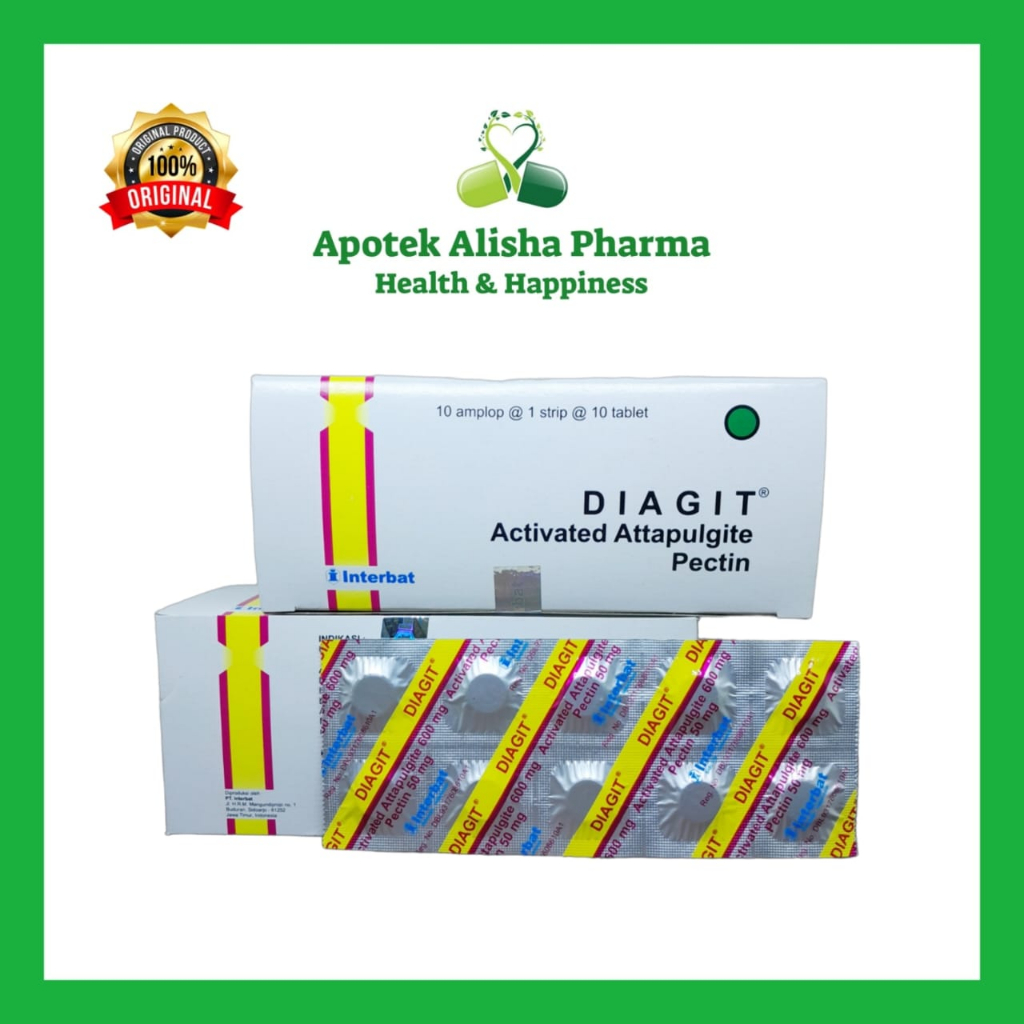 Diagit Tablet (Strip 10tablet) - Diagit Attapulgite Pectin Tablet Obat Diare/Mencret/Muntaber/Keracunan Makanan