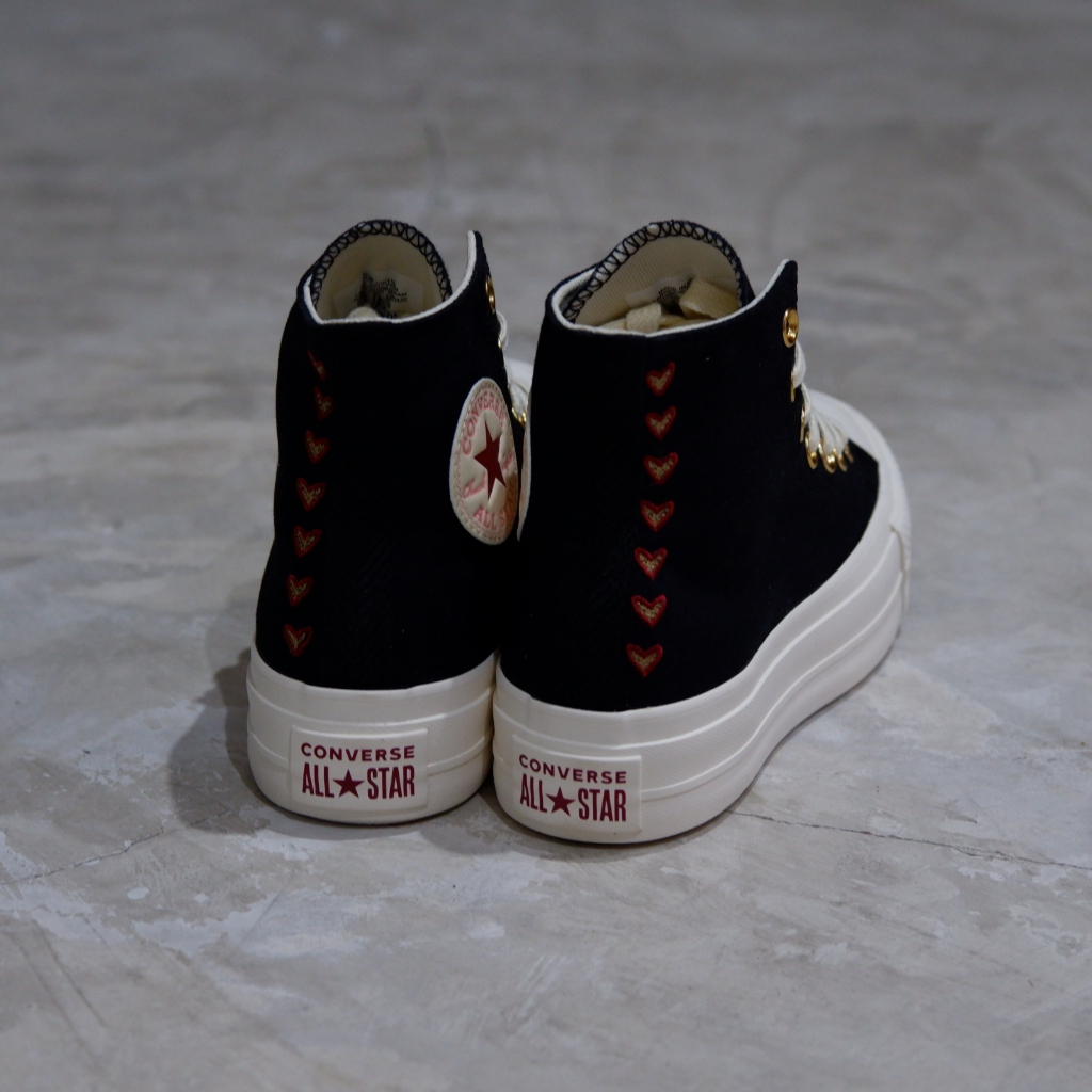 CONVERSE CHUCK TAYLOR ALL STAR HI LIFT HEARTS VALENTINE'S DAY BLACK