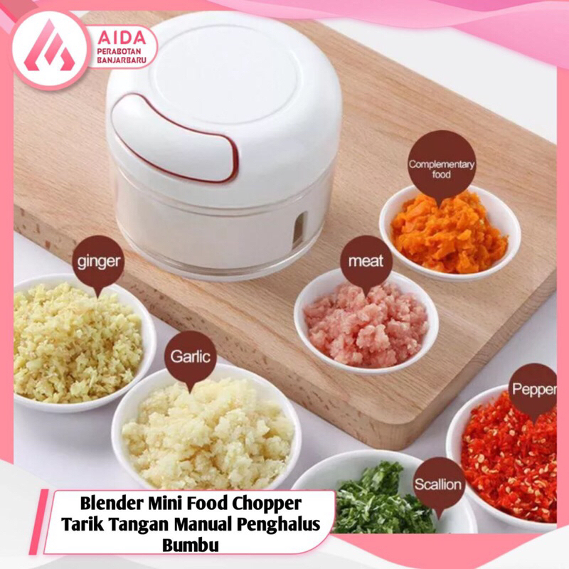 Blender Mini Food Chopper Tarik Tangan Manual Penghalus Bumbu / Blender Mini Tarik Manual / Mini Cho