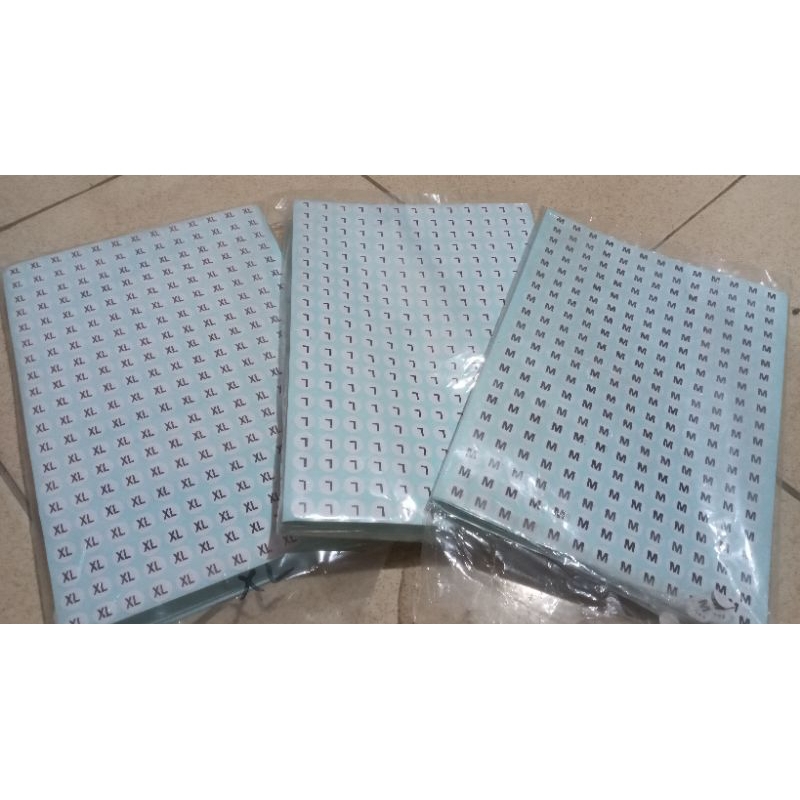 

KERTAS STICER TEMPEL SIZE UKURAN, S,M,L,XL, ISI 15 LEMBAR