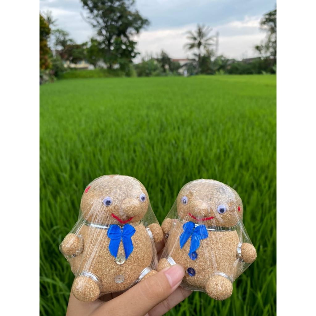 Souvenir Go Green dan mainan edukasi boneka horta karakter panda tumbuh rumput