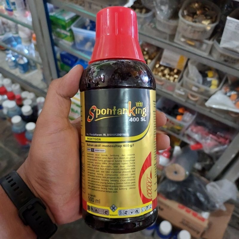 INSEKTISIDA SPONTAN KING 400 SL TERBARU MONOSULTAP 400 PENGENDALI ULAT, WERENG, LALAT, BELALANG
