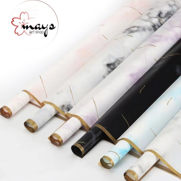 

[Ecer] Kertas Buket Bunga Cellophane - Flower Wrapping Paper Gold Marble Pattern Gold List Matte Solid - Flower Wrap Celophane Bouquet Paper Korean Motif Marbel Frame List Emas Money Bucket Buket Snack - Kertas Kado Pembungkus Hadiah Gift Florist Supply