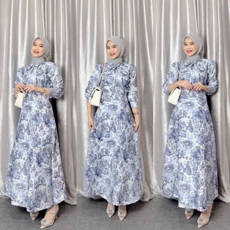 AII IBUKI SHAKILA MAXI DRESS WANITA | PATTERN MAXI MIDI DRESS