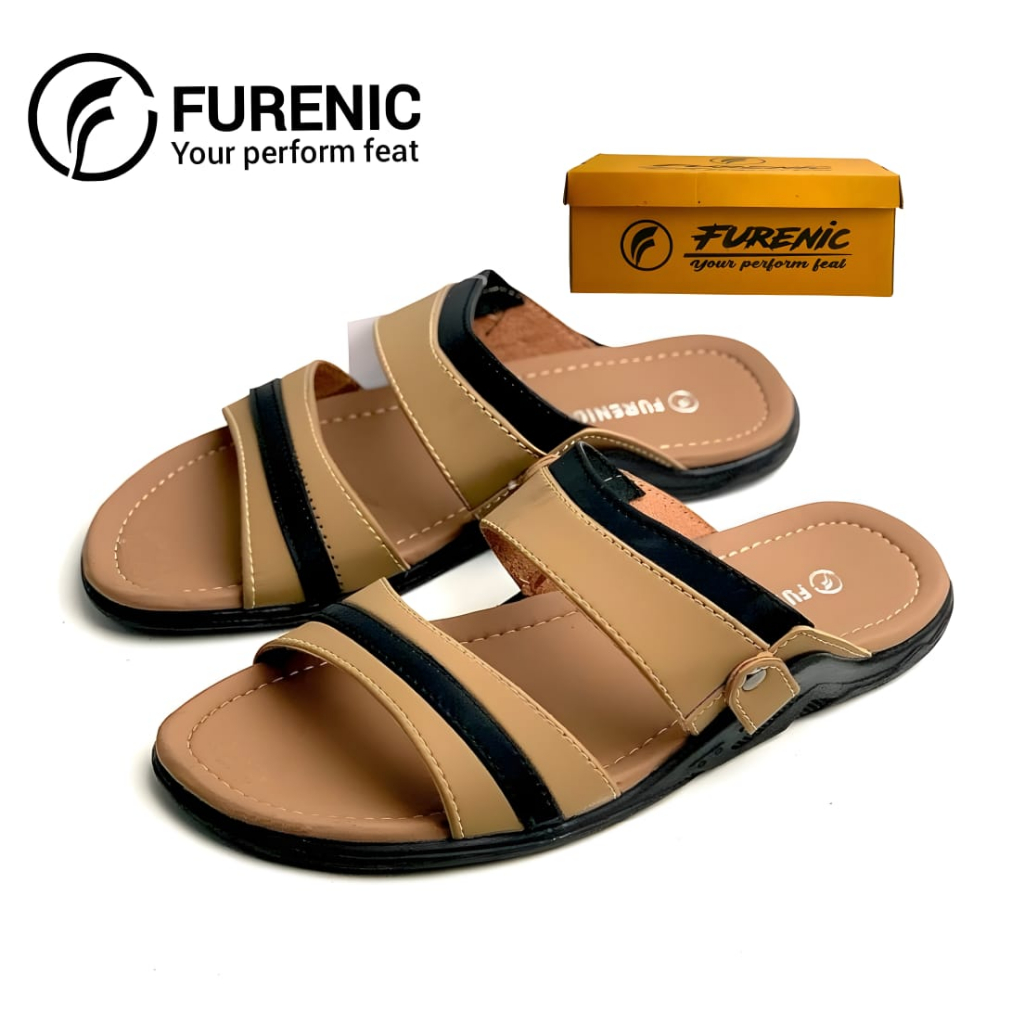 Furenic Sandal Slide Slop Pria Kulit Dewasa Original Furenic Sendal Selop Cowok Kekinian Casual Santai