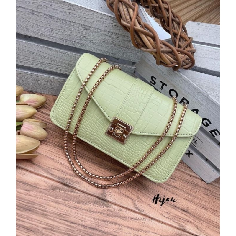 Tas Wanita Croco Selempang tali rantai - Tas wanita Croco Izzy