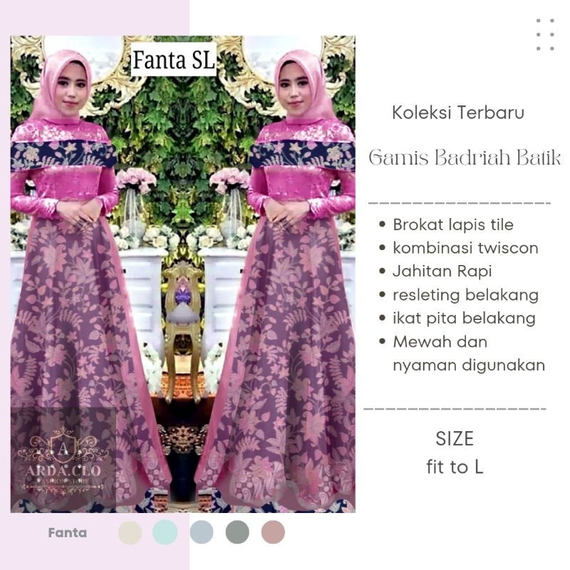 { arda.clo } DRESS MUSLIM WANITA / GAUN BRUKAT KOMBINASI BATIK / GAMIS TILLE BADRIAH / GAMIS KONDANGAN