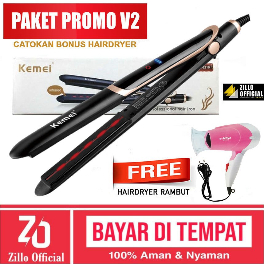 Catok Rambut Infrared Anti Merusak Rambut Ion Negatif Catokan 2in1 Bisa Lurus Curly Original