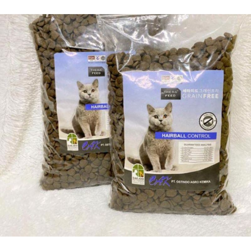 Therafeed Hairball Repack 500gr Grain Free | dryfood khusus hairball