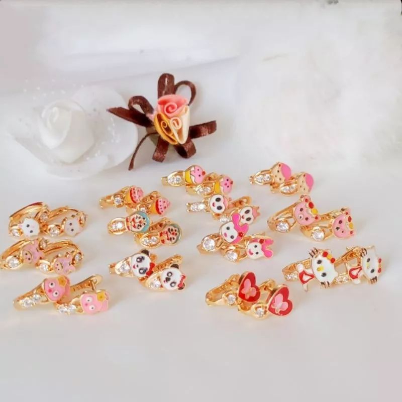 Anting Tusuk Xuping Anak Lapis Emas Anting Emas Karakter Lucu Imut