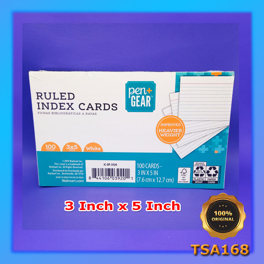 Pen+Gear Ruled Index Cards 3x5 inch 100 Sheets White 3&quot; x 5&quot; 3&quot;x5&quot;