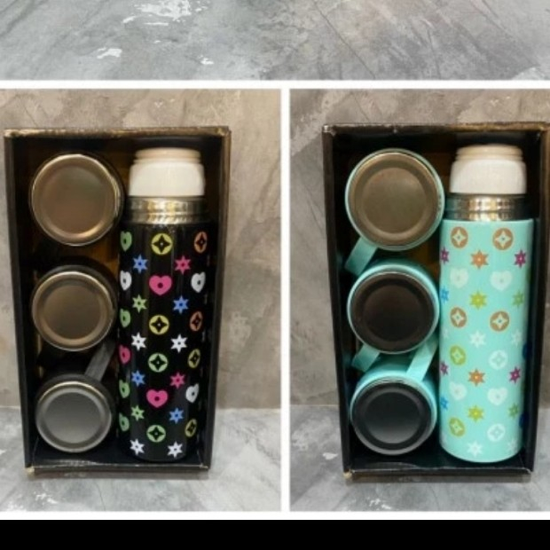 Termos Motif Vacuum Flask Set Cangkir Botol Minum Sultan Suhu Hot Cold