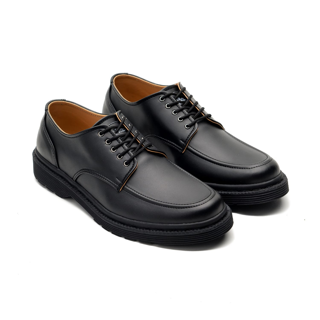 FREDDO 2.0 FULL BLACK |ManNeedMe x RAN| Sepatu Pantofel Pria Formal Derby Shoes SOL DIJAHIT