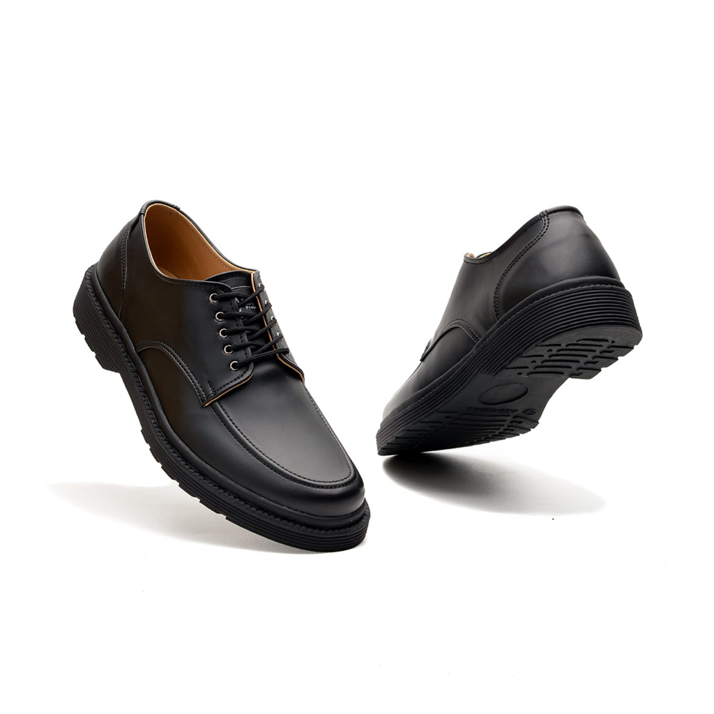 FREDDO 2.0 FULL BLACK |ManNeedMe x RAN| Sepatu Pantofel Pria Formal Derby Shoes SOL DIJAHIT