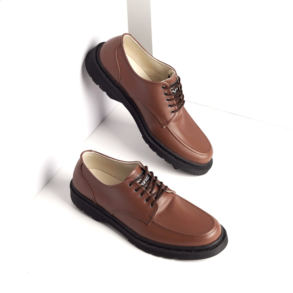 FREDDO 2.0 BROWN |ManNeedMe x RAN| Sepatu Pantofel Pria Formal Derby Shoes SOL DIJAHIT