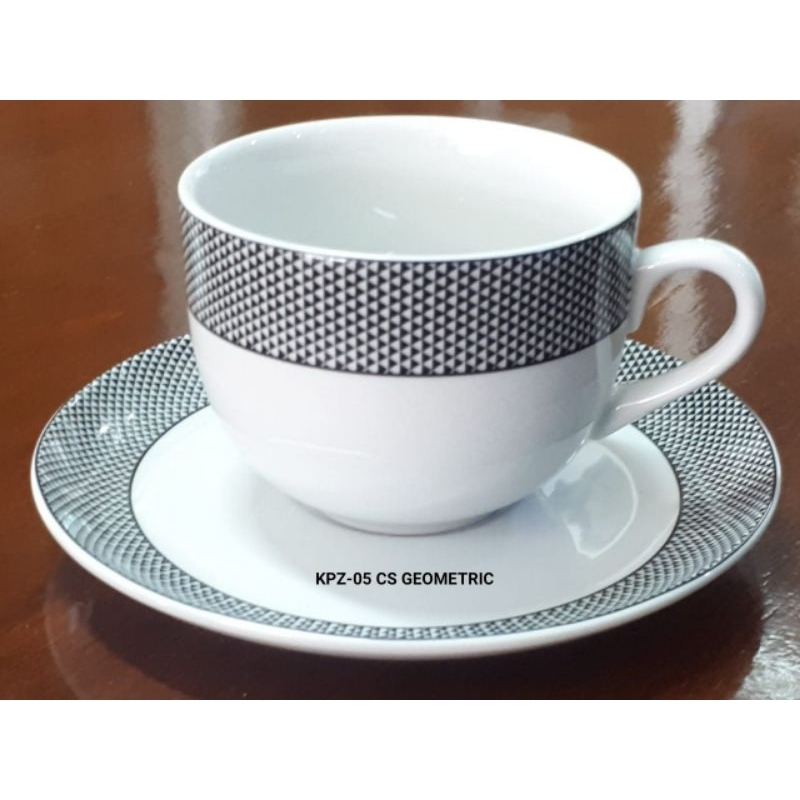 Cangkir Set Keramik Kopi Teh Motif KPZ-05 Geometric