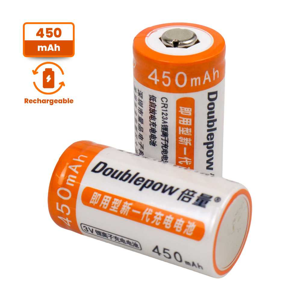 Doublepow Baterai Isi Ulang CR123A Li-Ion Rechargeable 3V 450mAh 2PCS