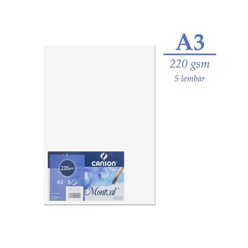 

Canson Montval A3 200gsm 5 Sheet/Pack / Kertas Gambar Cat Air Watercolor Paper Murah Berkualitas