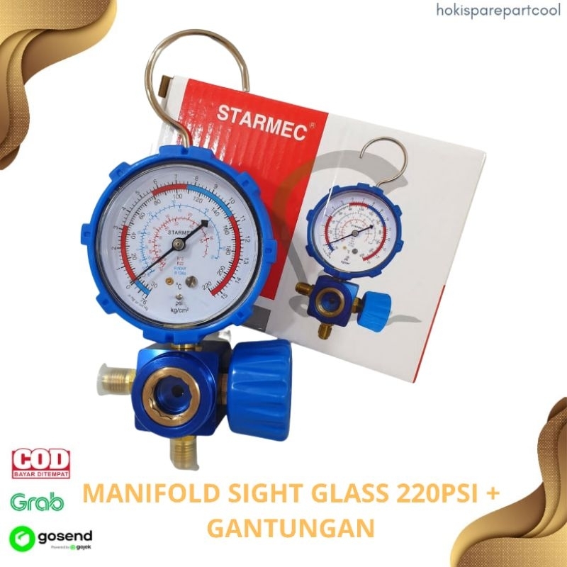 MANIFOLD SINGLE + SIGHT GLASS 220 / 500PSI PENGUKUR TEKANAN