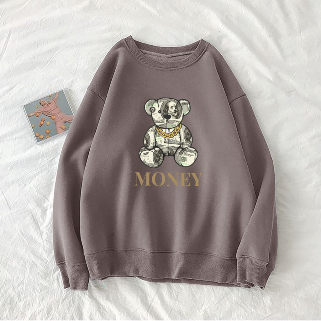 MONEY TEDDY Swaeter Oversize Wanita Size M - L - XL - XXL