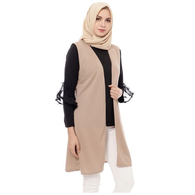 OUTER PLAIN ROMPI WANITA BAHAN CRINKLE PREMIUM / CARDIGAN WANITA / OUTWEAR ROMPI TANPA LENGAN