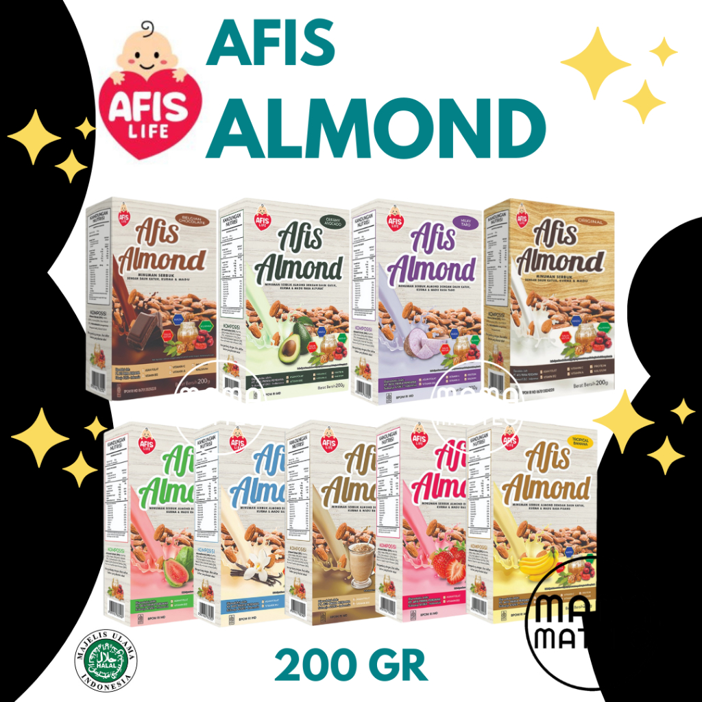 SUSU AFIS ALMOND / Pelancar ASI Booster / Kacang Almond Daun Katuk Kacang Hijau Kedelai 200gr / AFIS BANDUNG