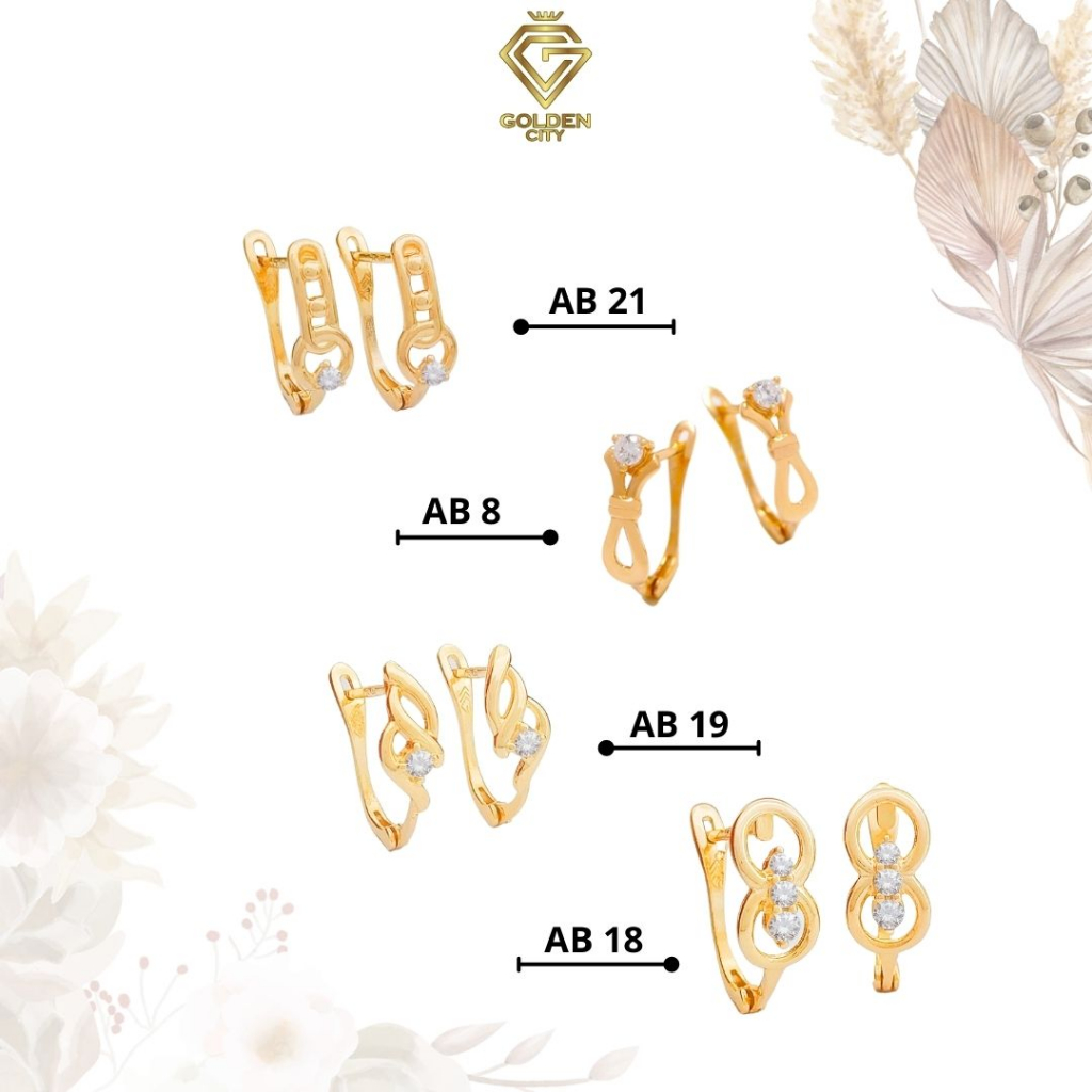 Anting emas model jepit kadar 300(6k), 375(8k)anting wanita 1,5gram- 2 gram anting jepit